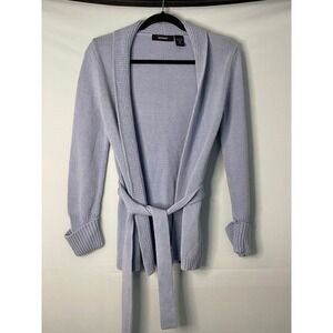EXPRESS Women's Light Blue Knit Tie‎ Waist Cardigan Sweater XS